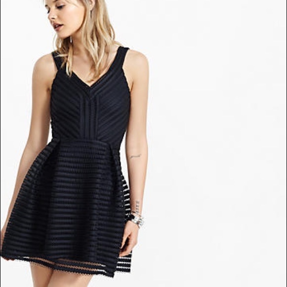 NWT express fit and flare black dress